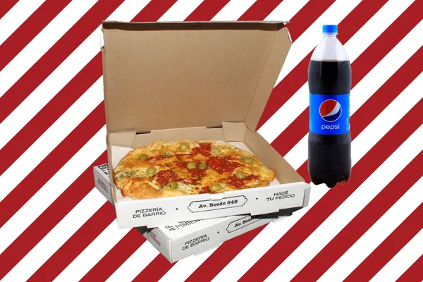 Deal 1: 2 large muzzarella pizzas and a 1.5L soda